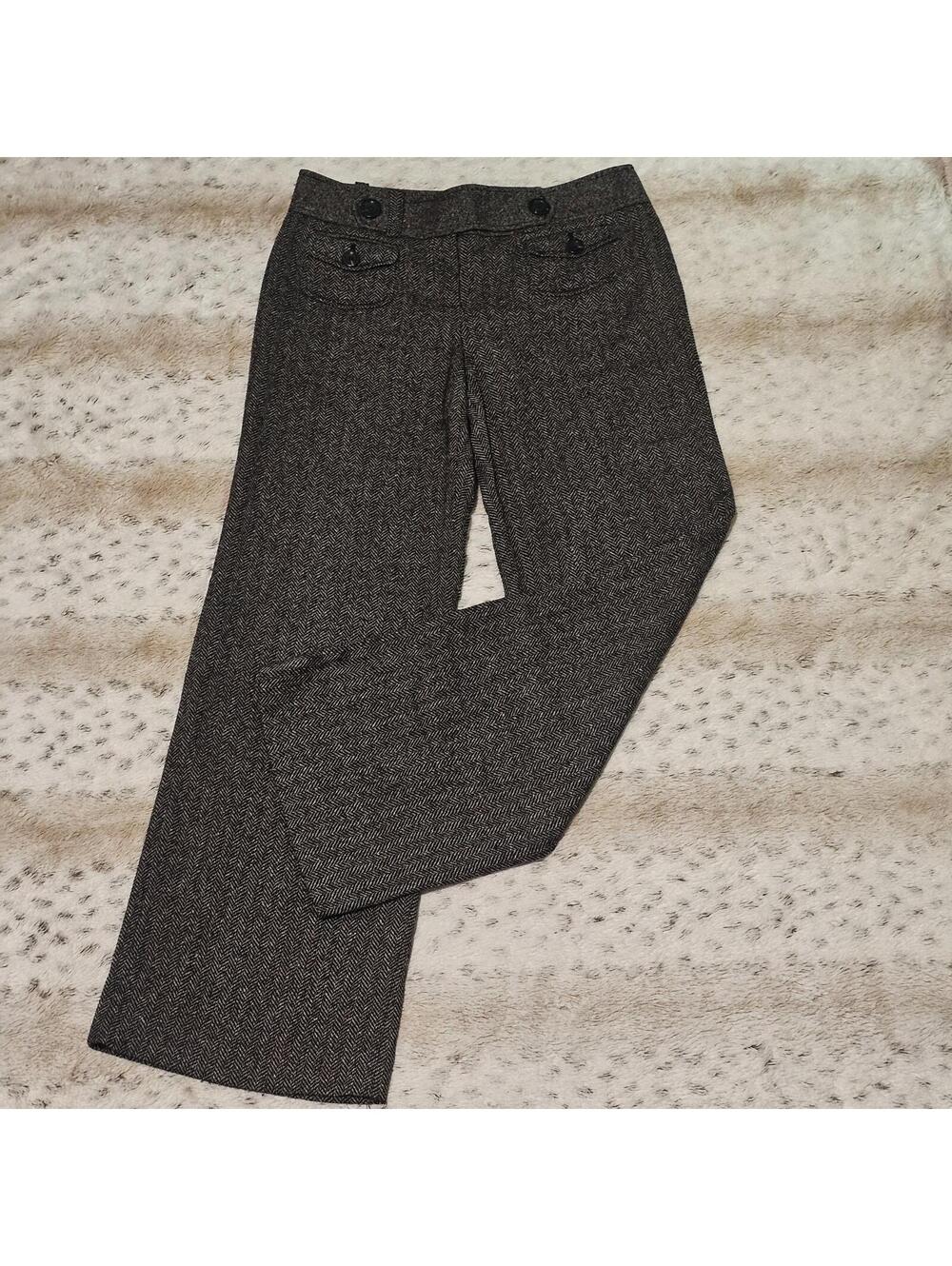 Ann Taylor Lindsay Brown/Gray Herringbone Trouser Pants 8